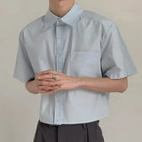 BONSIR  -  Mens Shirt Casual Youth Campus Thin Shirt Summer Versatile Breathable Daily Plain Short-Sleeved Top Men'S Clothing 2025 New