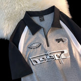 BONSIR  -  Retro American  irt ort Sve Turn-down Collar ex Cotton T-irt for Couples Large Size up to 300 Pou