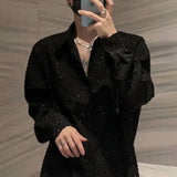 Bonsir Mens Shirts Starry Sky Hot Diamond Shirts Autumn Streetwear Fashion Niche Personality Sequins Performance Tops Men'S Clothing