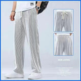 BONSIR  -  Summer Straight Pants Men's Loose Thin Section Drape Ice Silk Pants Wide Leg Sports Pants Casual Pants Fits