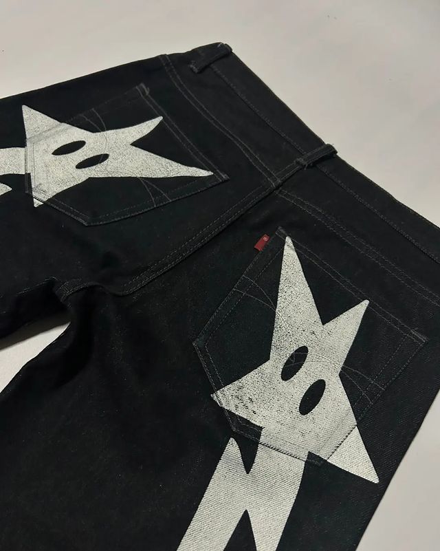 Bonsir Streetwear Y2k Jeans Hip Hop Star Print Baggy Jeans Black Pants –  bonsir