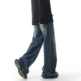 Bonsir Autumn Vintage Distressed Men's Baggy Straight Jeans Fashion High Street Denim Pants Streetwear Male Trousers