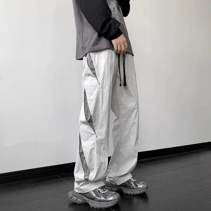 Bonsir American Streetwear Men Clothing Straight Pants Spring Autumn New Fashion Harajuku Oversize Elastic Waist Casual Wide Trousers