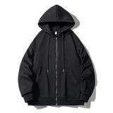BONSIR  -  Loose casual American BF hoodie jacket light gray simple solid color cardigan trendy men's autumn new style