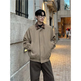 BONSIR  -  The Plaid-Trim Bomber | Men's Plus-Size Maillard Shacket for Urban Layering M-5XL High-quality Men's Spring and Autumn Jacket