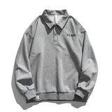Bonsir Spring and autumn men's loose casual knitted stand-up collar sweater tide brand ins embroidery print pullover jogging casual top