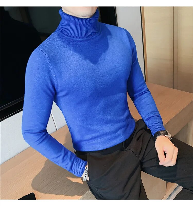 Bonsir New Fall/Winter Male Sweaters High-Necked Knitwear Shirt British Style Casual Business Pullover Men Casual Sweaters S-4XL