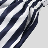 BONSIR  -  Men's Striped Rompers Streetwear Fashion Casual Playsuits Short Sleeve Button Lapel Jumpsuits Drawstring Boxers Shorts Bodysuits