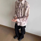 Bonsir Mens Shirt Hollow Floral Shirt Autumn Streetwear Niche Youth Personality Trend All-Match Long-Sleeve Casual Tops Men'S Clothing
