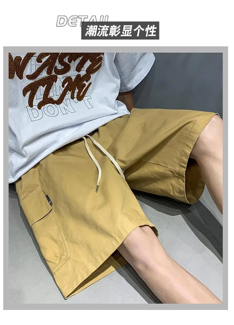 Bonsir Mens Cargo Shorts Summer Army Green Cotton Shorts Men Loose Multi-Pocket Shorts Casual Trousers Men Clothing Y2k