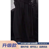 BONSIR  -  suede ribbon pants for men's high-end draping and velvet scimitar pants American casual trousers