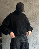 Bonsir New Retro Black Gothic Sweatshirt Patchwork Striped Long Sleeved Sweater Hip Hop Harajuku Men and Women Sweatshirt Streetwear