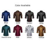 BONSIR  -  Mens Formal Blouse Paisley Long Sleeve Shirts Wedding Casual Style Lapel Neckline Polyester Fabric Regular Fit