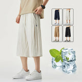 BONSIR  -  Summer Linen Shorts for Men Casual Loose Breathable Pants Comfortable Straight Fashion Elastic Waist Solid Color Short Pants