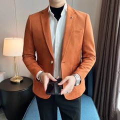 Bonsir 6 Color Luxury Deerskin Velvet Slim Fit Blazer Coat New Fashion Casual Business Slim Fit Social Wedding Men's Suit Jacket