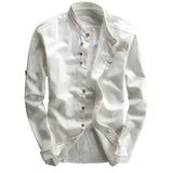 BONSIR  -  Business Daily Light Grey M-2XL White Black Dark Gray Shirt Mandarin Collar Mens Slim Fit Business Long Sleeve