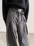 BONSIR  -  Loose Straight Leg American Sle Trousers for Men And Women Spring Autumn Casual Wide Leg Pants Knife ape Pleats