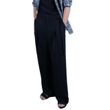 Bonsir Men's Spring Wide Leg Pants Fashion New Simple Casual Pants Straight Pants Medium Waist Trendy Men's Belt Leggings