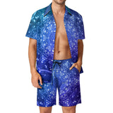 BONSIR  -  Ombre Print Men Sets Neon Orange Pink Casual Shorts Vacation Shirt Set Summer Hawaii Design Suit Short Sleeve Oversized Clothing