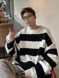 Bonsir Striped Sweaters Men Autumn Contrast Color Windproof Daily Chic Vitality College Hip Hop Fashion Simple Knitting Hong Kong Style