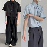 BONSIR  -  Mens Shirt Casual Youth Campus Thin Shirt Summer Versatile Breathable Daily Plain Short-Sleeved Top Men'S Clothing 2025 New