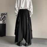 Bonsir Y2k Irregular Ribbon Skirt Pants Dark Gothic Style Hakama Genderless Japanese Streetwear Casual Wide-Leg Samurai Pants Unisex