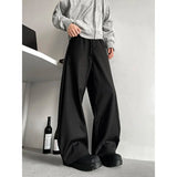 BONSIR  -  Grey Suit Pants Men Oversized Society Mens Black Dress Pants Korean Casual Wide Leg Pants Mens Office Formal Trousers M-3XL