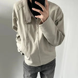 BONSIR  -  Y2k Mens Three Dimensional Cut Motorcycle Leather Jacket Autumn Casual Streetwear Soft Faux Garment Men's Clothing Unisex