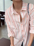 BONSIR  -  New Japanese Vintage Men Striped Shirts Luxury Casual Trendy Long Sleeve Cardigan Tops Fashion Leisure Macaron Sunscreen Blouse