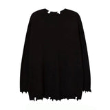 Bonsir Y2k Necklace Hole Design Knitted Sweater Streetwear Personality Versatile Dark Style Long-Sleeve Top Couple Unisex 2024 New
