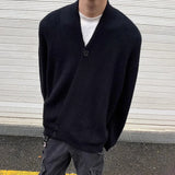 Bonsir Mens Sweater Irregular Knitted Sweater Genderless Dark Style Streetwear Campus Performance Simple Long-Sleeve Top Unisex