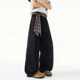 BONSIR  -  Simple Men's Trousers Casual Solid Color Ice Slik Deconstruction Wide Leg Elastic Waist Loose Male Pants Summer 24K5244