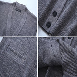 BONSIR  -  Autumn Winter Men's Knitted Warm Vests Mens Retro Button V-Neck Jumper Knitted Waistcoats Men Sweater Vest Jackets Clothing