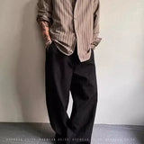 BONSIR  -  Korean style texture pleated ice silk casual pants for men's summer old money style drooping cleanfit wide-leg trousers