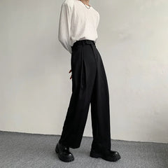 Bonsir New Black Suit Pants Men Fashion Social Mens Dress Pants Korean Loose Oversized Wide Leg Pants Mens Formal Trousers M-2XL