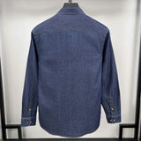 BONSIR  -  100% Cotton Unisex, Long Sleeve Denim Shirt, Bright Line Design Casual Solid Color Shirt Coat, Loose Shirt