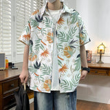 BONSIR  -  Beach Street Wear Tropical Floral Short Sleeved Men Printed Shirts Summer Seaside Vacation Men's Hawaiian Shirt Plus Size 5XL-M