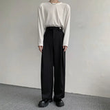 BONSIR  -  Black Suit Pants Men Oversized Fashion Social Mens Dress Pants Korean Loose Straight Wide Leg Pants Mens Office Formal Trousers
