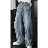 BONSIR  -  summer new style American retro splicing design three-dimensional scimitar versatile loose denim trousers