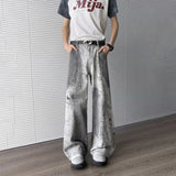 BONSIR  -  Mens Jeans Dirty Dye Hip-Hop Casual Pants Streetwear Fashion Personality Daily Versatile Straight Pants Men'S Clothing 2025 New