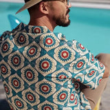 BONSIR  -  Y2K Shirt Shirt Floral Printed Summer Casual Tops Daily Vacation Floral High Stretch Holiday Lapel Men Polyester