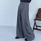 BONSIR  -  Mens Trousers Belted Pleated Casual Pants Streetwear Fashion Niche Summer Youth Campus Wide Leg Pants Men'S Clothing 2025 New