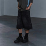 BONSIR  -  Mens Deconstructed Raw Edge Washed Jeans Streetwear Fashion Versatile Youth Campus Daily Casual Shorts Men'S Clothing 2025 New