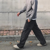 BONSIR  -  autumn and winter thickened velvet pants knitted straight solid color cereal soft waxy lazy casual pants men