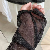 BONSIR  -  Tops Mens Sexy Transparent Glitter Mesh T Shirts Fashion Long Sleeve O Neck See Through Basic Tops Men Streetwear Tees