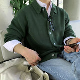 BONSIR  -  Streetwear Sweater Cardigan Men Fall Winter Casual Long Sleeve Sweatercoat Men's Baggy Thicken Thermal Knitted Sweaters Male Top