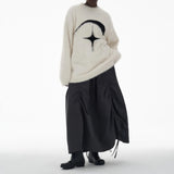 Bonsir Men Casual Knitted Sweater New Autumn Winter Genderless Street Soft Four-Pointed Star Pattern Loose Couple Loose Top Unisex