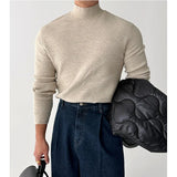 BONSIR  -  autumn and winter men's cashmere blended high-end half-high collar stretch-knit base pullover sweater