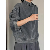 BONSIR  -  Hong Kong style denim jacket men's fashion brand high street niche personality leisure collar pullover work jacket