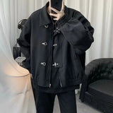 Bonsir Mens Jacket Metal Button Zipper Jacket Autumn Streetwear Motorcycle Trend Personality Versatile Short Top Men'S Clothing 2024